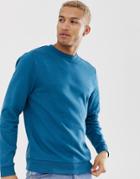Asos Design Sweatshirt In Dark Blue - Blue
