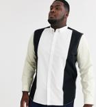 Asos Design Plus Oversized 90's Style Cut & Sew Poplin Shirt-multi