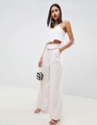 Asos Design Tailored Soft Fold Waist Wide Leg Pants - Pink