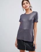 Oasis Foil T-shirt In Silver - Gray