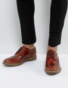 Base London Turner Leather Hi Shine Brogue Shoes In Tan - Tan