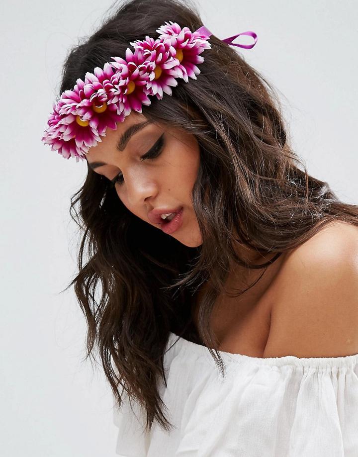 Asos Pretty Floral Tie Headband - Purple