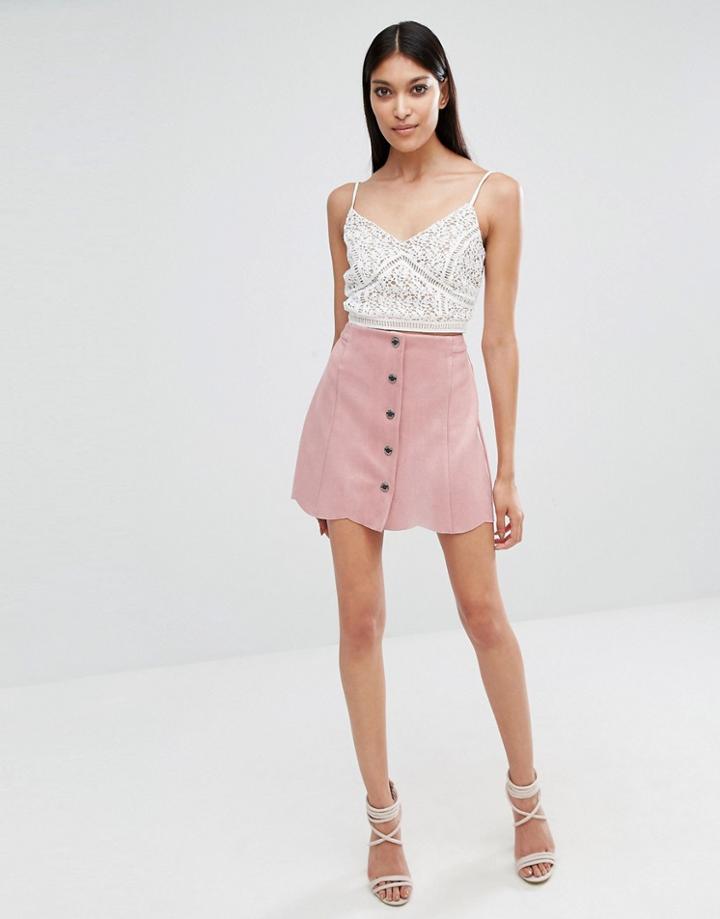 Lipsy Pink Mini Suedette Skirt - Pink
