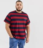 New Look Plus Oversized T-shirt With Paradise Embroidery In Burgundy Stripe - Red