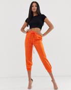 Koco & K Satin Pants With Cuff Leg And Drawstring Waist In Orange - Orange