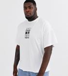 Asos Design Plus Oversized T-shirt With Multiple City Text Print-white