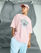 Asos Design Oversized T-shirt In Washed Dark Pink With Beverly Hills Front Print