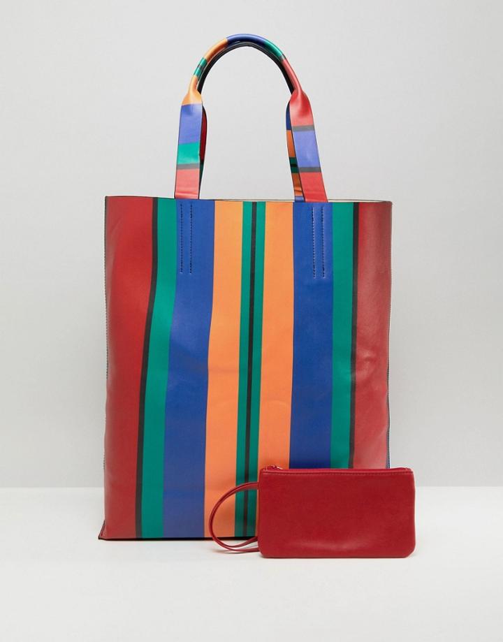 Asos Oversized Multi Striped Shopper Bag - Multi