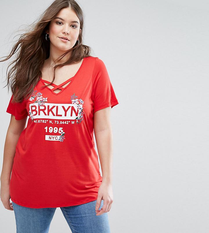 New Look Curve Brooklyn Tee - Red