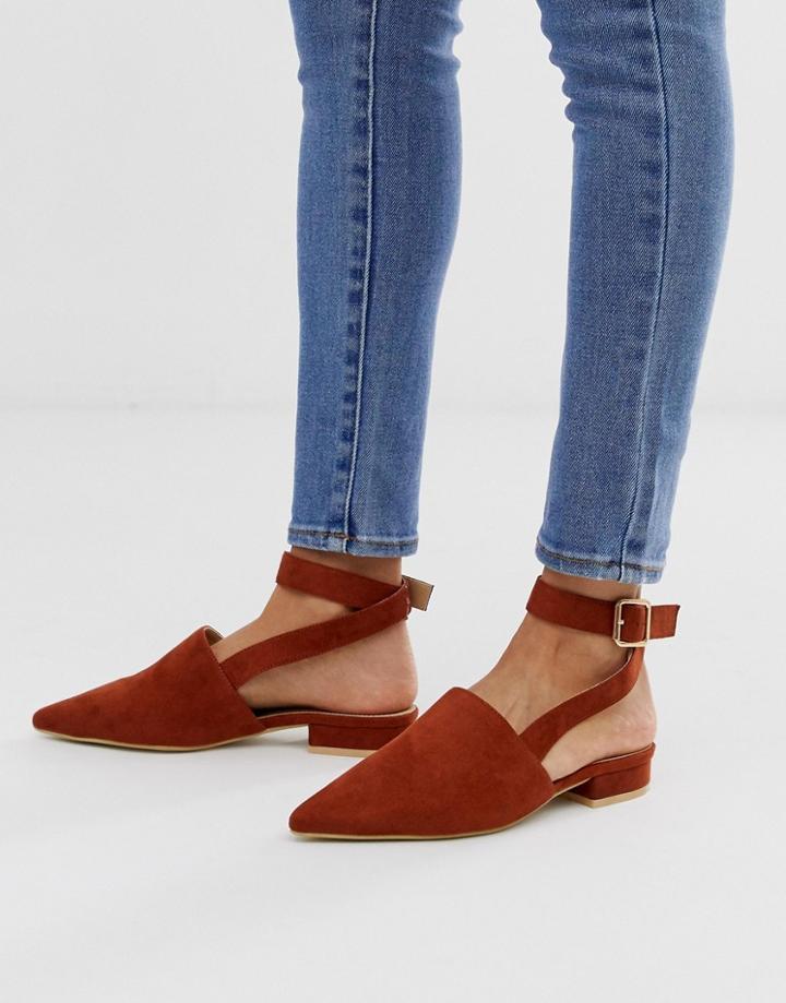 Raid Sanoura Cognac Open Back Flat Shoes-brown