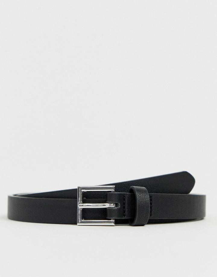 Asos Smart Faux Leather Super Skinny Belt In Black - Black