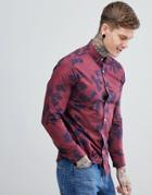 Selected Homme Slim Fit Smart Shirt With All Over Print - Red