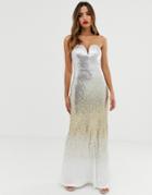 Tfnc Bandeau Maxi Sequin Dress In Ombre Gold Sequin-multi