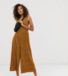 Asos Design Tall Curved Smock Jumpsuit In Orange Stripe - Multi