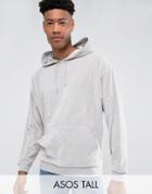 Asos Tall Oversized Velour Hoodie In Gray - Gray