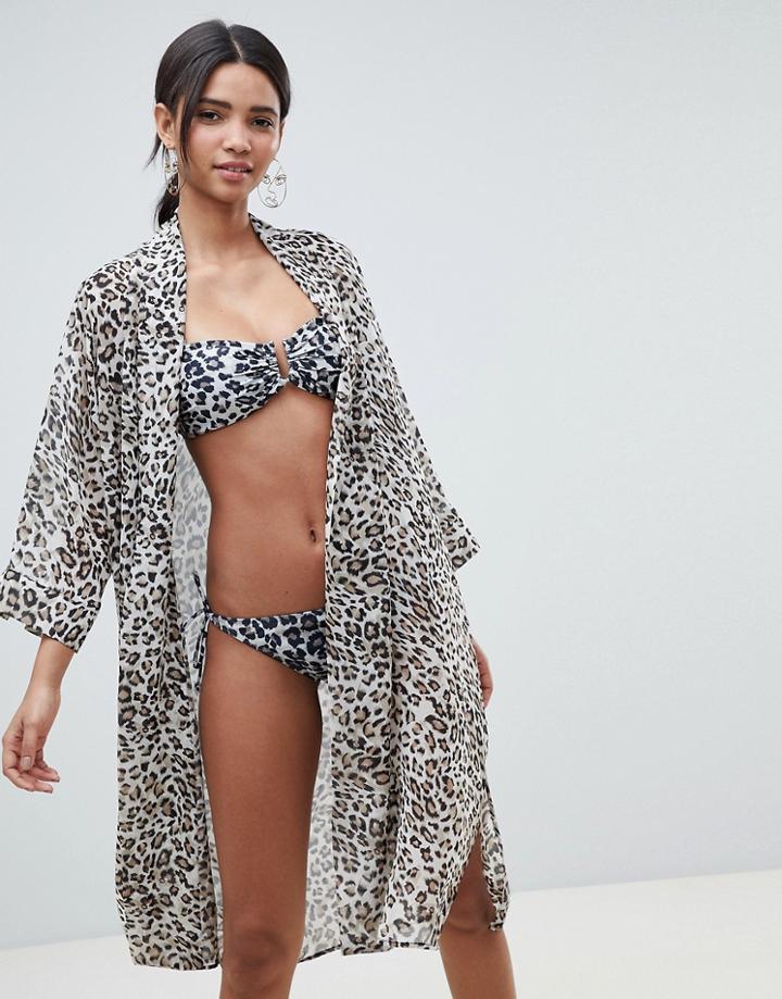 Gestuz Leopard Print Beach Kimono - Multi