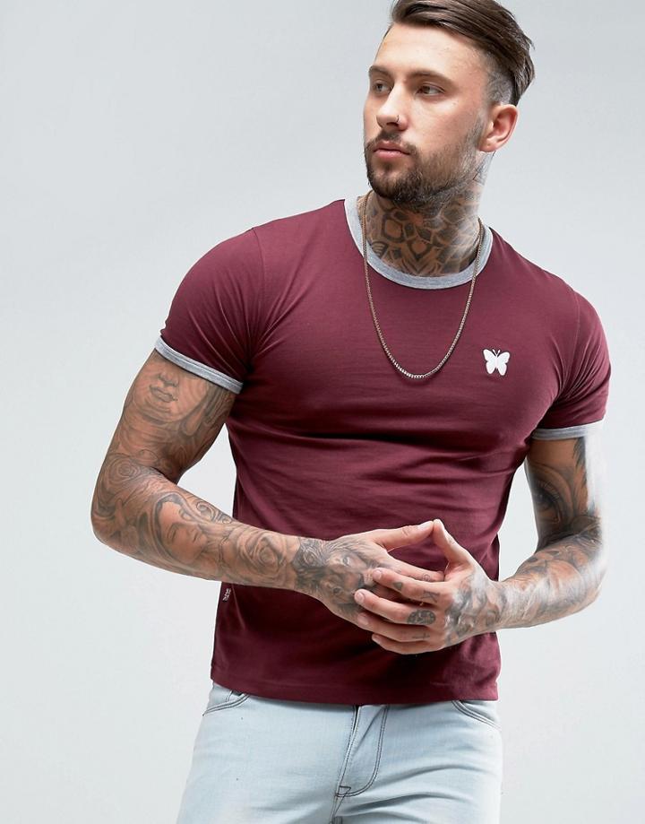 Good For Nothing Ringer T-shirt In Burgundy - Red