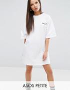 Asos Petite Sweat Dress With Homegirl Embroidery - White