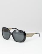 Versace Oversized Square Sunglasses With Gold Detail - Black