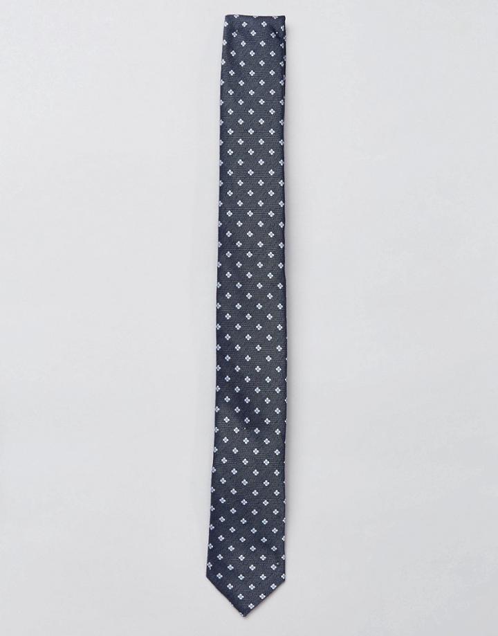 Jack & Jones Slim Tie With Dot - Navy