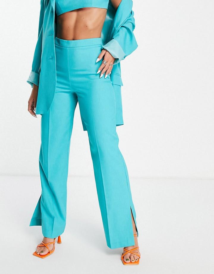 Topshop Clean Tailored Pants In Turquoise - Part Of A Set-blue