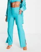 Topshop Clean Tailored Pants In Turquoise - Part Of A Set-blue