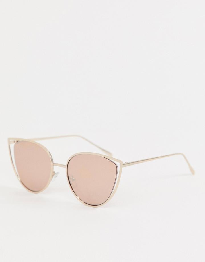 Asos Design Suspended Metal Kitten Sunglasses-copper