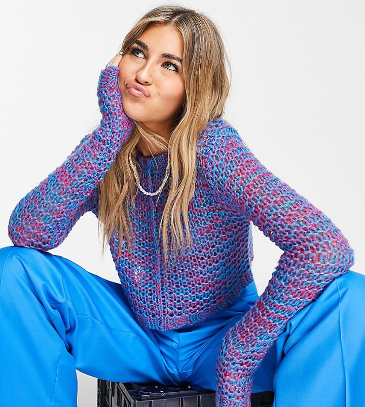 Collusion Knitted Cropped Sweater In Multi Yarn