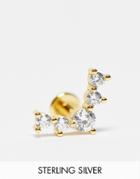 Kingsley Ryan Single Piercing Stud Earring In Crystal V Shape-silver