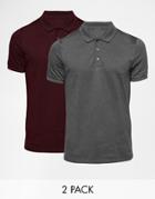 Asos 2 Pack Jersey Polo Shirt Save 20%