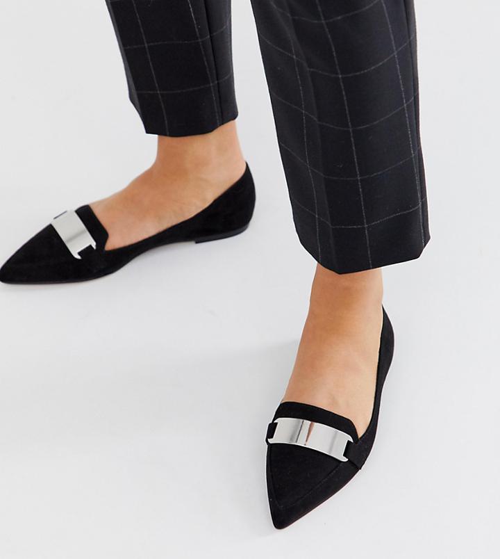 Asos Design Leonie Pointed Loafer Ballet Flats In Black
