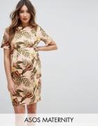 Asos Maternity Smart Dress In Tropical Print - Multi