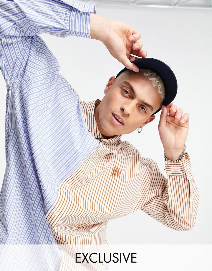 Reclaimed Vintage Inspired Spliced Stripe Shirt-multi