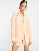 Unique21 Tailored Single Button Blazer In Peach Set-pink