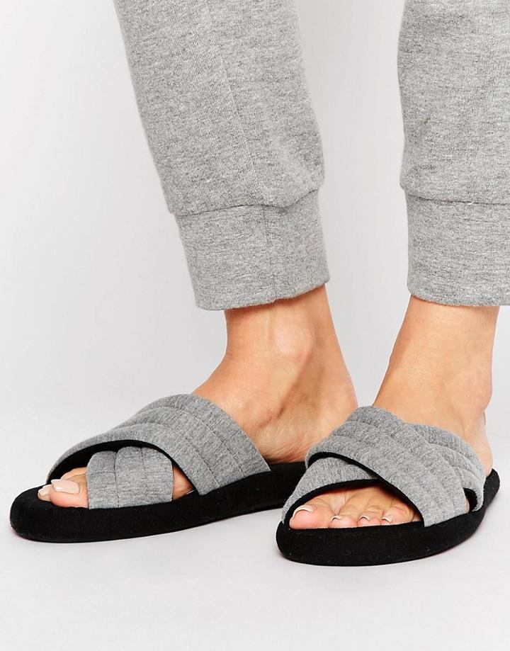 Asos New York Padded Loungewear Slippers - Gray