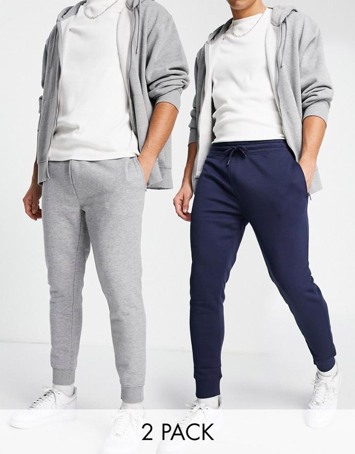 Topman Recycled Polyester Blend Navy And Gray Sweats Pack - Part Of A Set-multi