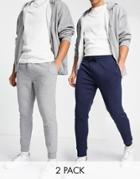 Topman Recycled Polyester Blend Navy And Gray Sweats Pack - Part Of A Set-multi