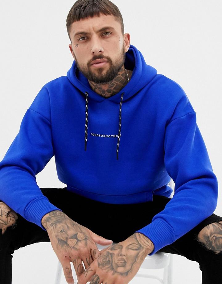 Good For Nothing Oversized Hoodie In Blue - Blue