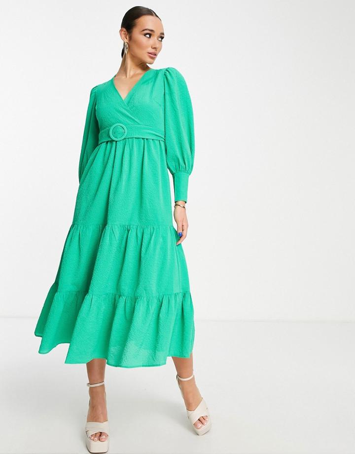 Y.a.s Belted Tiered Maxi Dress In Bright Green