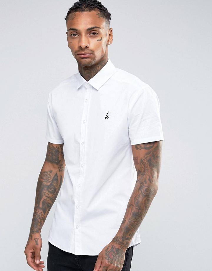 Hype Shirt With Logo In Skinny Fit - White