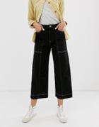 Weekday Contrast Stitched Pants In Black - Black