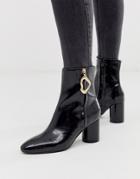 Asos Design Charlotte Feature Zip Smart Boots In Black - Black