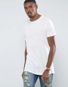 Brave Soul Longline Back Drop T-shirt - White