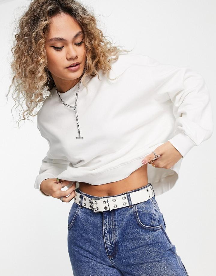 Weekday Essence Organic Cotton Sweatshirt In White