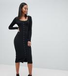 Missguided Tall Button Down Midi Dress - Black
