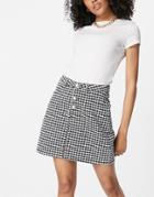 Missguided Skirt In Houndstooth Print - Part Of A Set-black