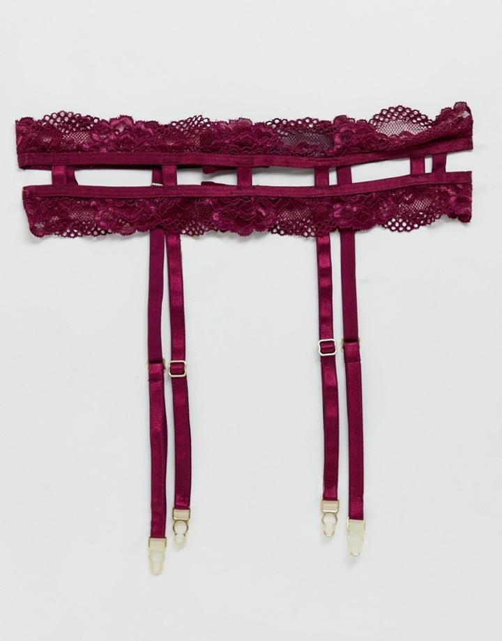 Asos Design Sabella Lace Strappy Suspender - Red