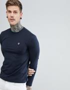 Ea7 Slim Fit Stretch Jersey Long Sleeve Top In Navy - Navy