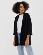 Asos Design Easy Relaxed Blazer In Textured Jersey-black