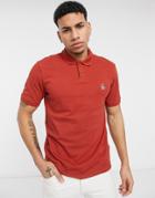 Original Penguin Icon Logo Raised Rib Pique Polo In Dark Red
